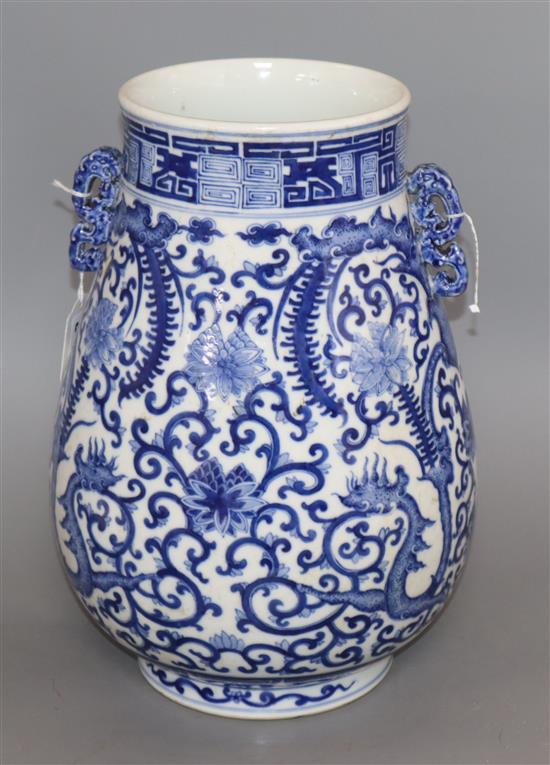 A Chinese blue and white Hu vase Height 36cm
